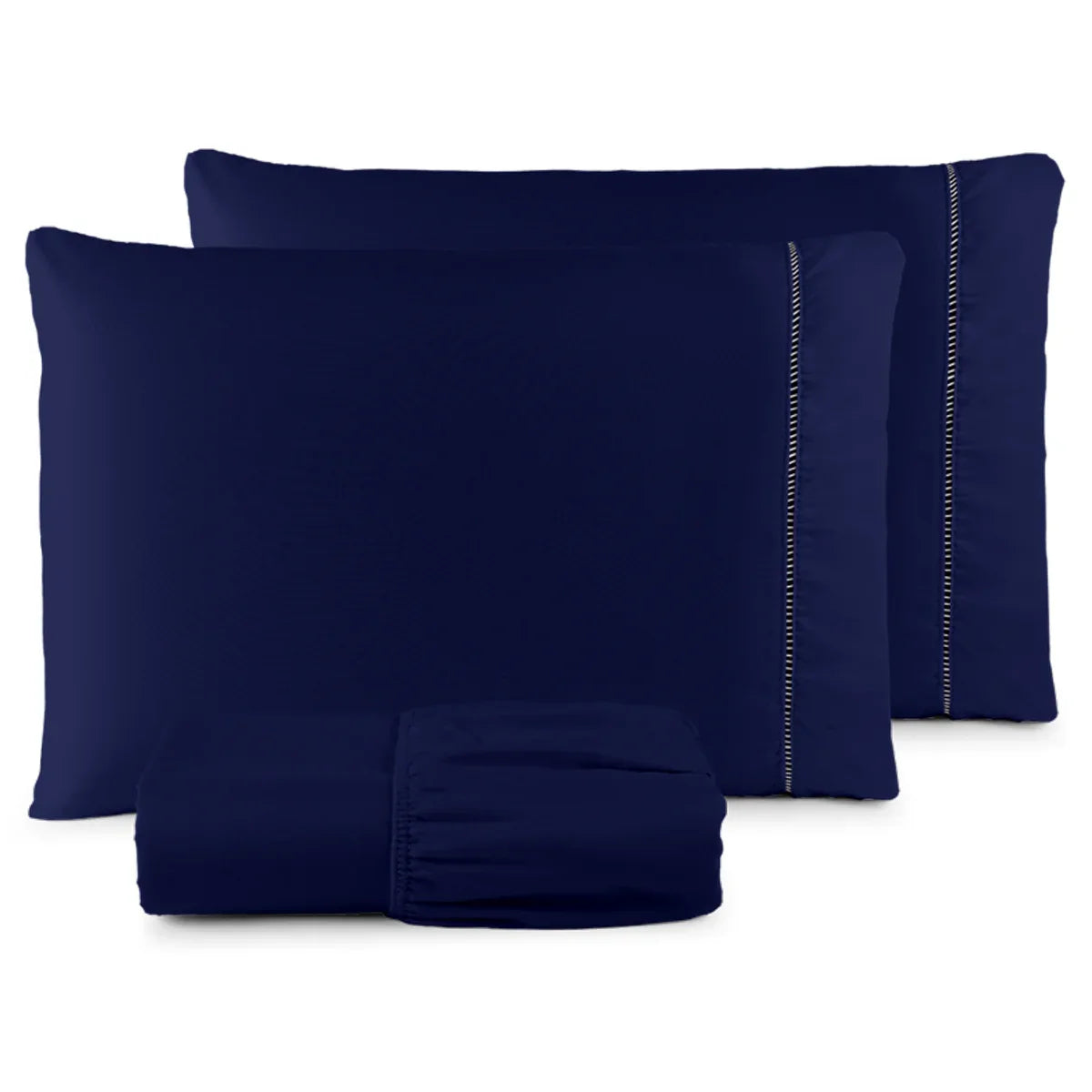 Conjunto de Lençóis QUEEN 3 Peças - 400 Fios Micropercale com Ponto Palito