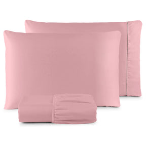 Conjunto de Lençóis QUEEN 3 Peças - 400 Fios Micropercale com Ponto Palito