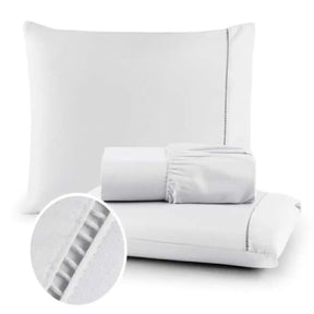 Conjunto de Lençóis QUEEN 3 Peças - 400 Fios Micropercale com Ponto Palito