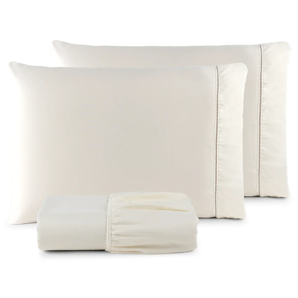 Conjunto de Lençóis QUEEN 3 Peças - 400 Fios Micropercale com Ponto Palito