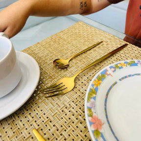 Conjunto de  24 Talheres Dourados Gold Glamour Em Aço Inox -Compre 1 Leve 2