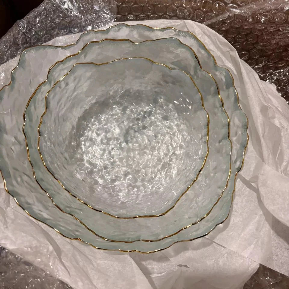 Kit 3 Bowls Cristal Martelado Taj com Fio de Ouro – Wolff