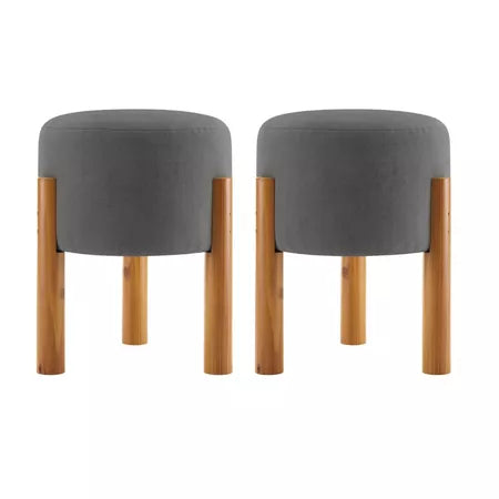 Puffs Redondos Estofados em Suede para Quarto e Sala 2 unid. — Elegância e Conforto para Seu Lar