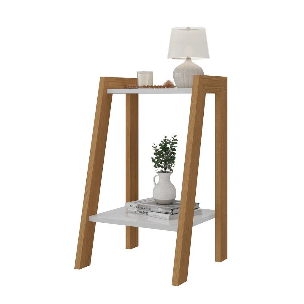 Mesa de Cabeceira  – Branco com Pés de Madeira Maria Alice