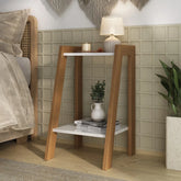 Mesa de Cabeceira  – Branco com Pés de Madeira Maria Alice