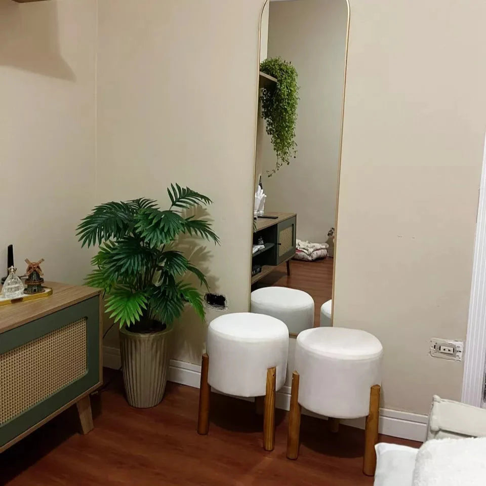 Puffs Redondos Estofados em Suede para Quarto e Sala 2 unid. — Elegância e Conforto para Seu Lar