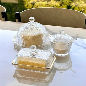 Conjunto de Queijeira + Manteigueira  + Açucareiro - Mesa Posta Lar Equipado