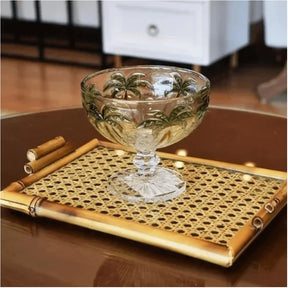 Jogo 6 Taças Sobremesa Vidro Grosso Palm Tree 310ml com Relevo Tropical | Lar Equipado