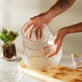 Kit 3 Bowls Cristal Martelado Taj com Fio de Ouro – Wolff